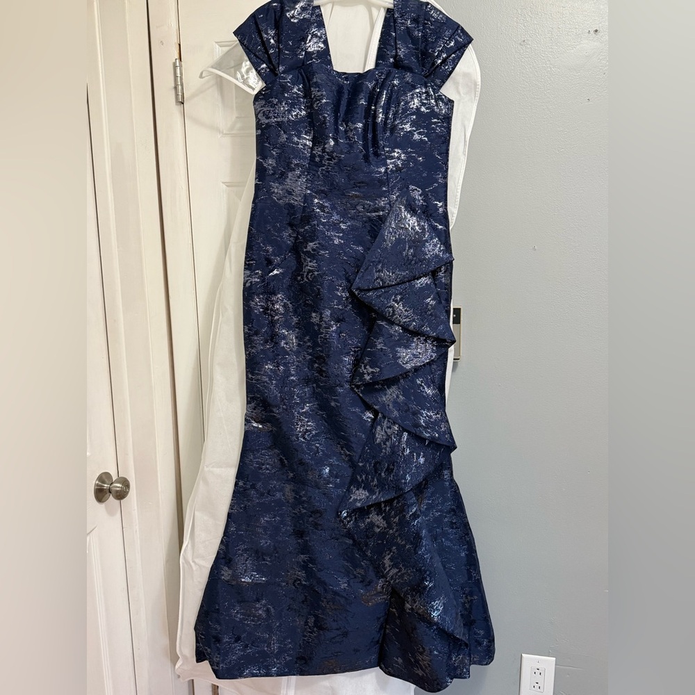Jovani 08685 Navy Print Mermaid Evening Dress